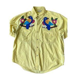 ChaCal VTG Y2K Button Down Campshirt Adult XL Yellow Parrot Grandpacore 90s